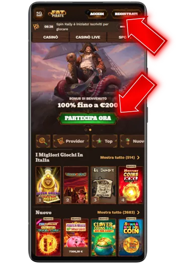 Pulsante registrazione Fat Pirate Casino