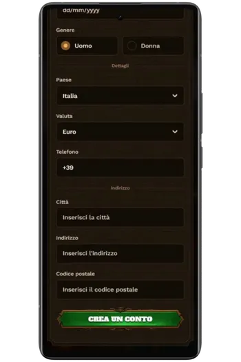 Secondo step registrazione Fat Pirate con dati anagrafici completi