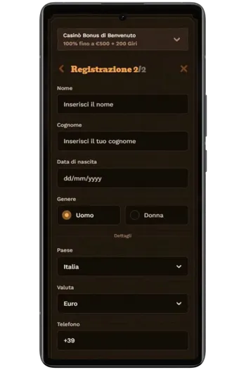 Primo step registrazione Fat Pirate con campi email e password